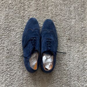 NWT Van Lier Men's Navy Suede Oxfords